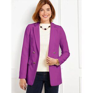 NWT TALBOTS MULBERRY WINE TAILORED STRETCH NO CLOSE BLAZER JACKET 14 wp